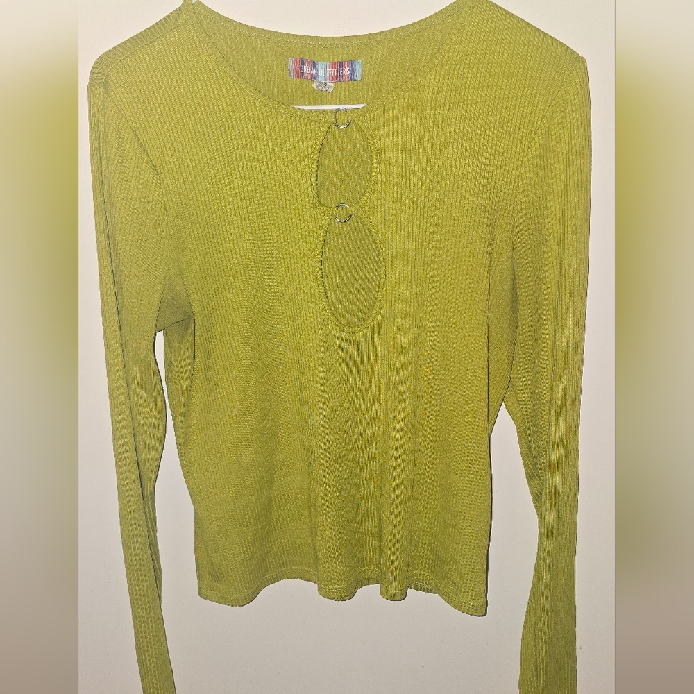 Urban Outfitters Chartreuse Ribbed Blouse